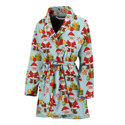 Santa Christmas Themed Print Design LKS303 Women Bathrobe