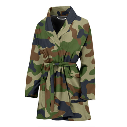 Army Camouflage Pattern Print Design 01 Women Bathrobe