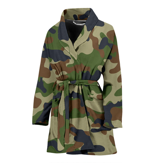 Army Camouflage Pattern Print Design 01 Women Bathrobe