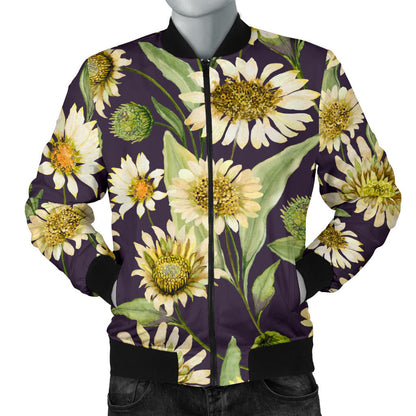 Daisy Vintage Print Pattern Men Bomber Jacket