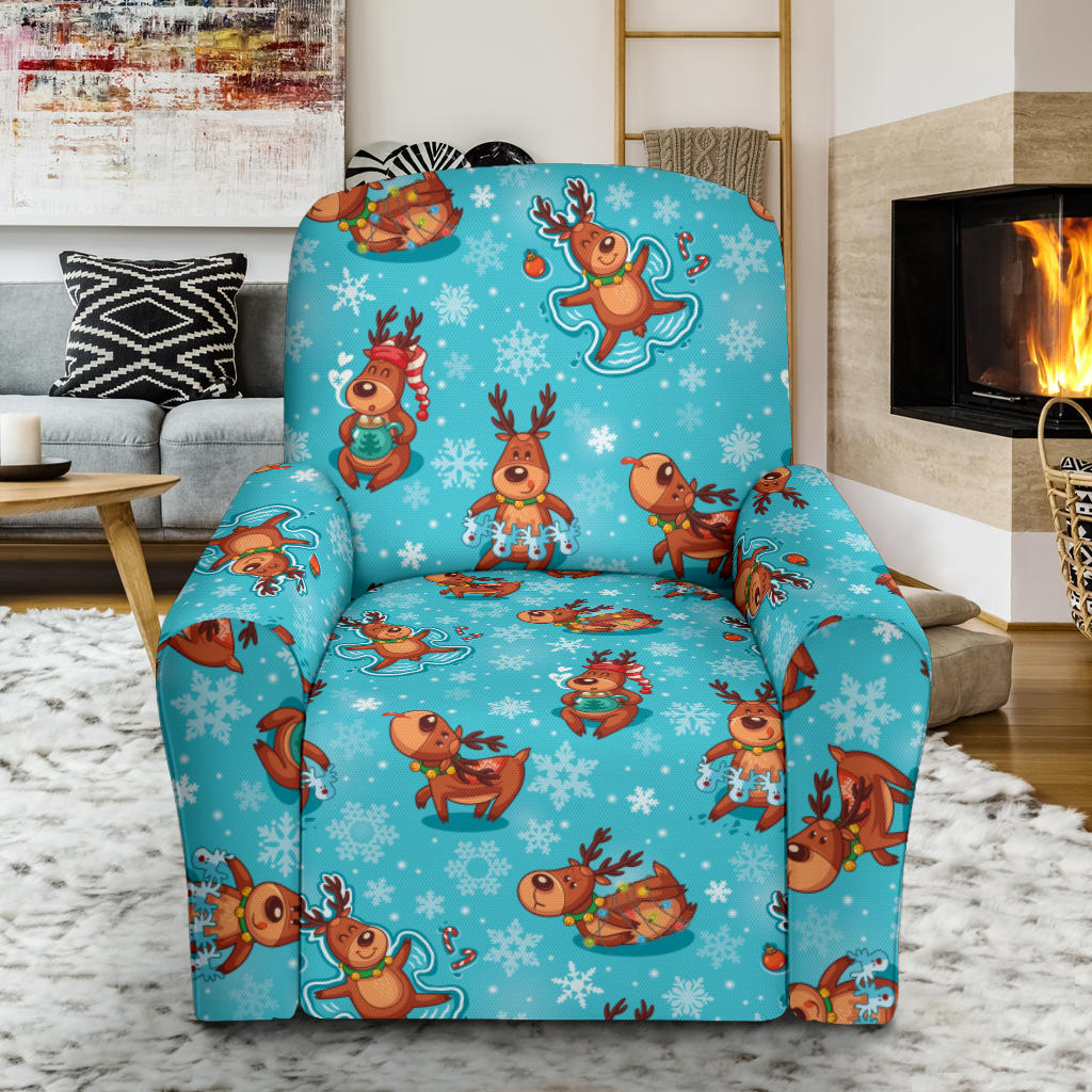 Reindeer Print Design LKS402 Recliner Slipcover with Pocket