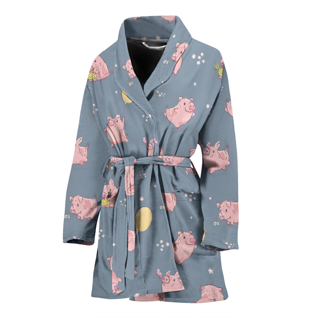 Pig Print Design LKS405 Women Bathrobe