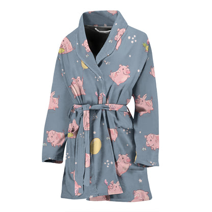 Pig Print Design LKS405 Women Bathrobe