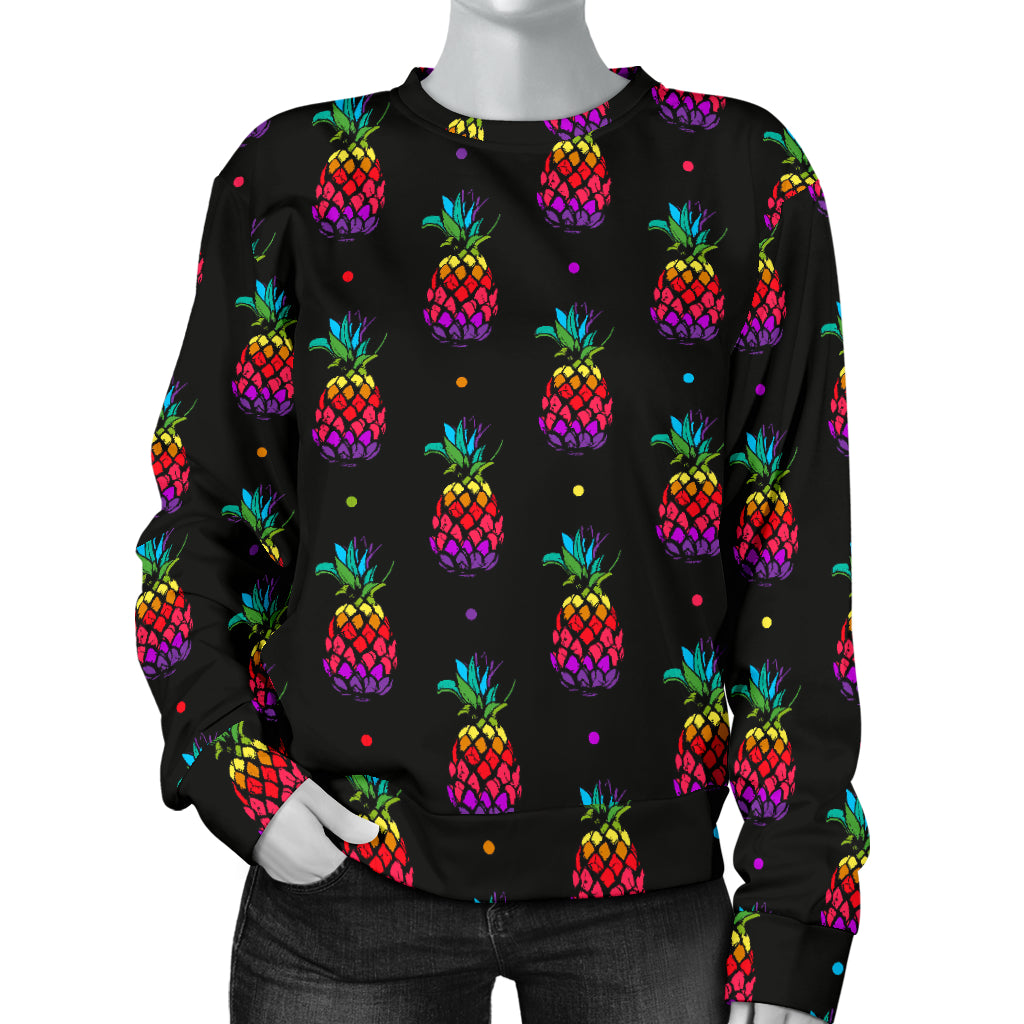 Pineapple Rainbow Dot Print Women Long Sleeve Sweatshirt