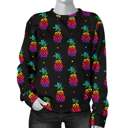 Pineapple Rainbow Dot Print Women Long Sleeve Sweatshirt