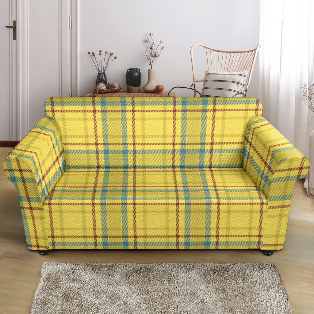 Tartan Yellow Print Design LKS301 Loveseat Couch Slipcover