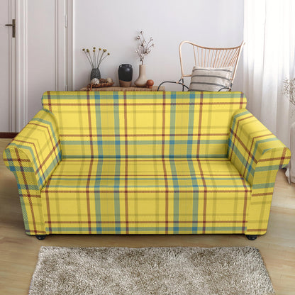 Tartan Yellow Print Design LKS301 Loveseat Couch Slipcover