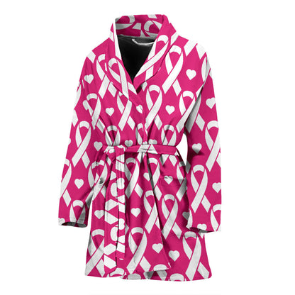 Breast cancer Pattern Print Design 05 Women Bathrobe