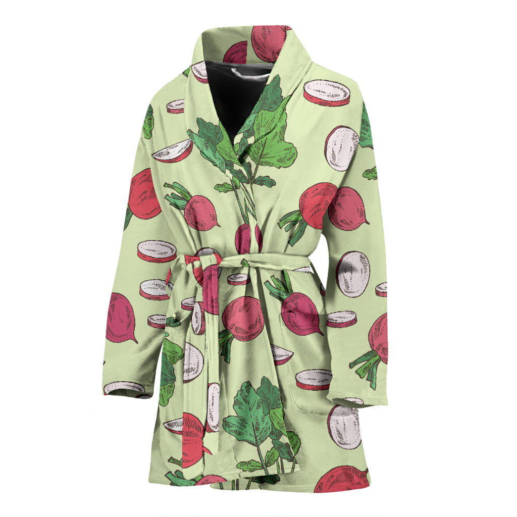 Radish Pattern Print Design A04 Women Bathrobe