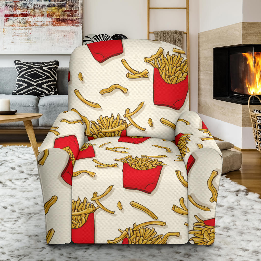 French Fried Pattern Print Design 01 Recliner Slipcover with Pocket