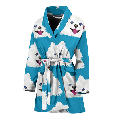 Pomeranians Pattern Print Design A05 Women Bathrobe