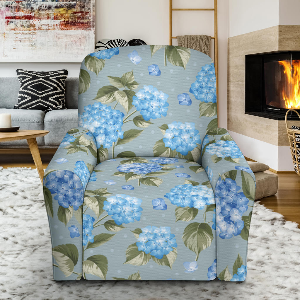 Hydrangea Pattern Print Design 01 Recliner Slipcover with Pocket