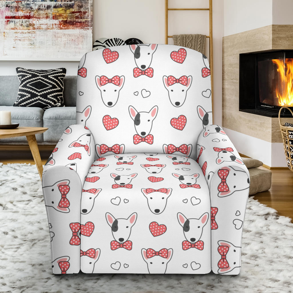 Bull Terriers Pattern Print Design 08 Recliner Slipcover with Pocket