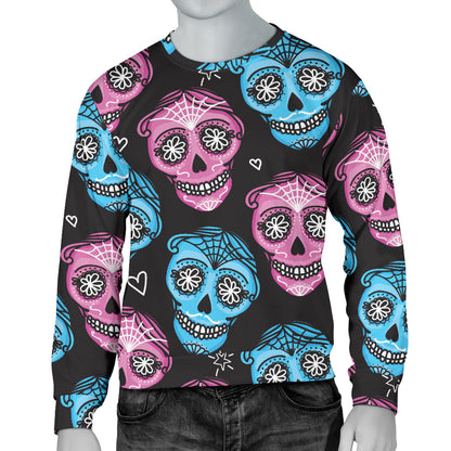 Day of the Dead Skull Print Pattern Men Long Sleeve Sweatshirt