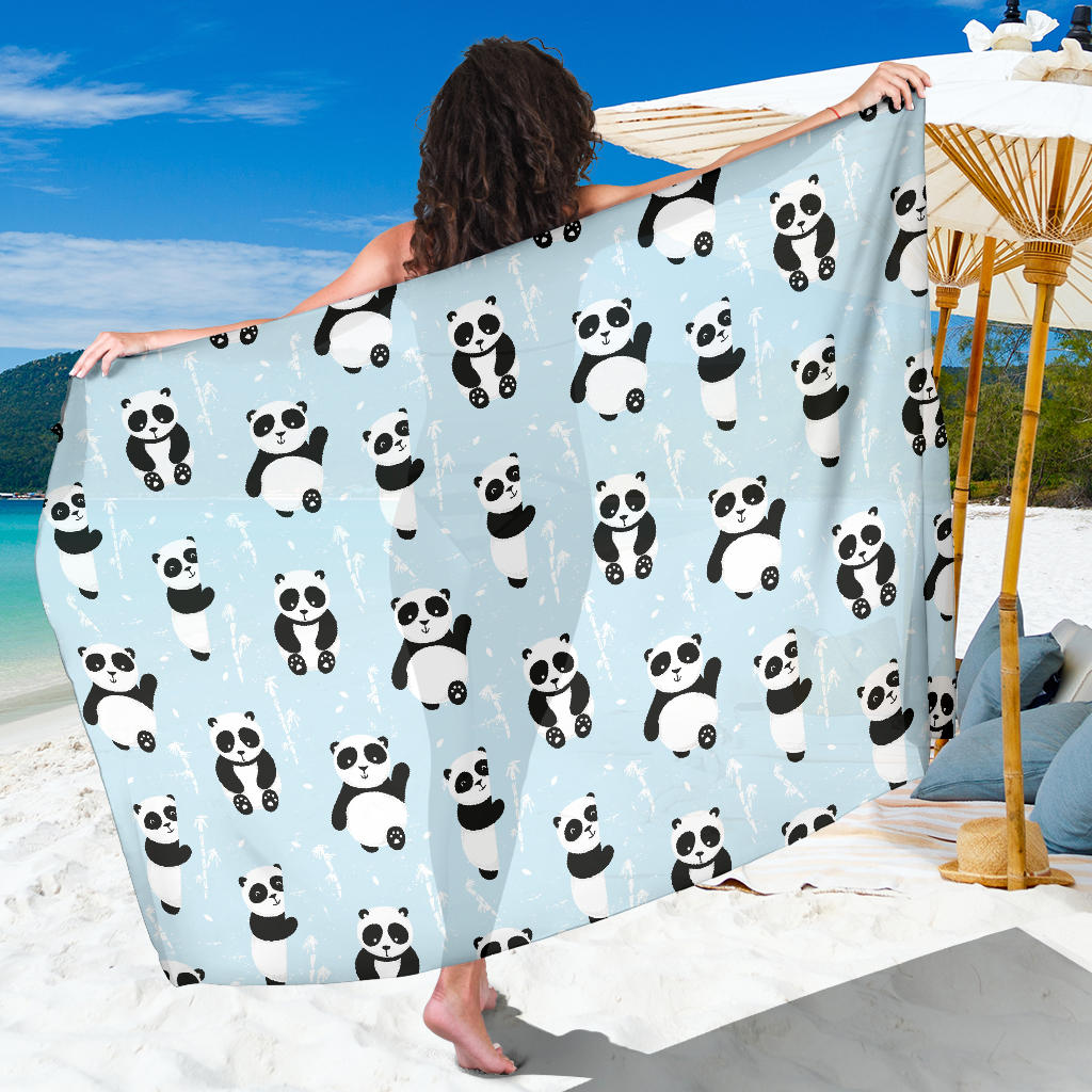 Panda Pattern Print Design A01 Sarong Pareo Wrap