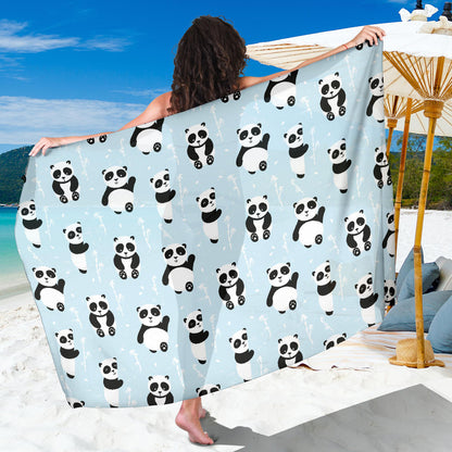 Panda Pattern Print Design A01 Sarong Pareo Wrap