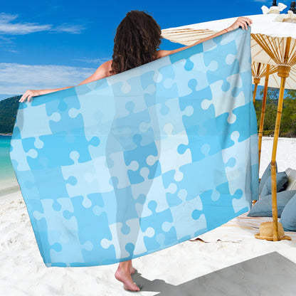 Puzzle Blue Pattern Print Design A04 Sarong Pareo Wrap