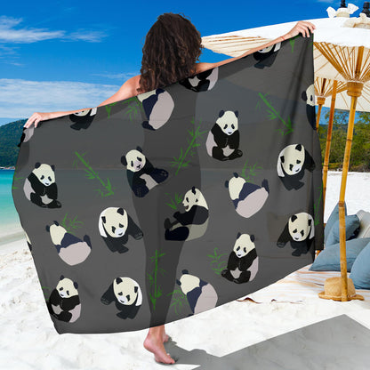 Panda Pattern Print Design A06 Sarong Pareo Wrap