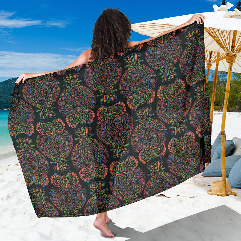 Owl Pattern Print Design A05 Sarong Pareo Wrap