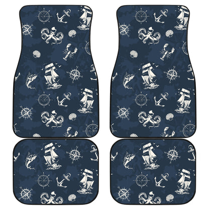Nautical Sea Themed Print Car Floor Mats Front Back