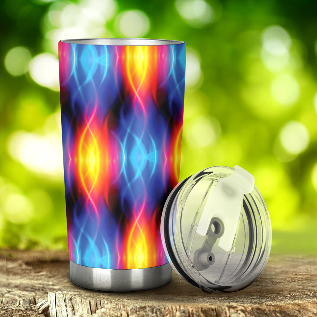 Flame Fire Blue Design Print Tumbler