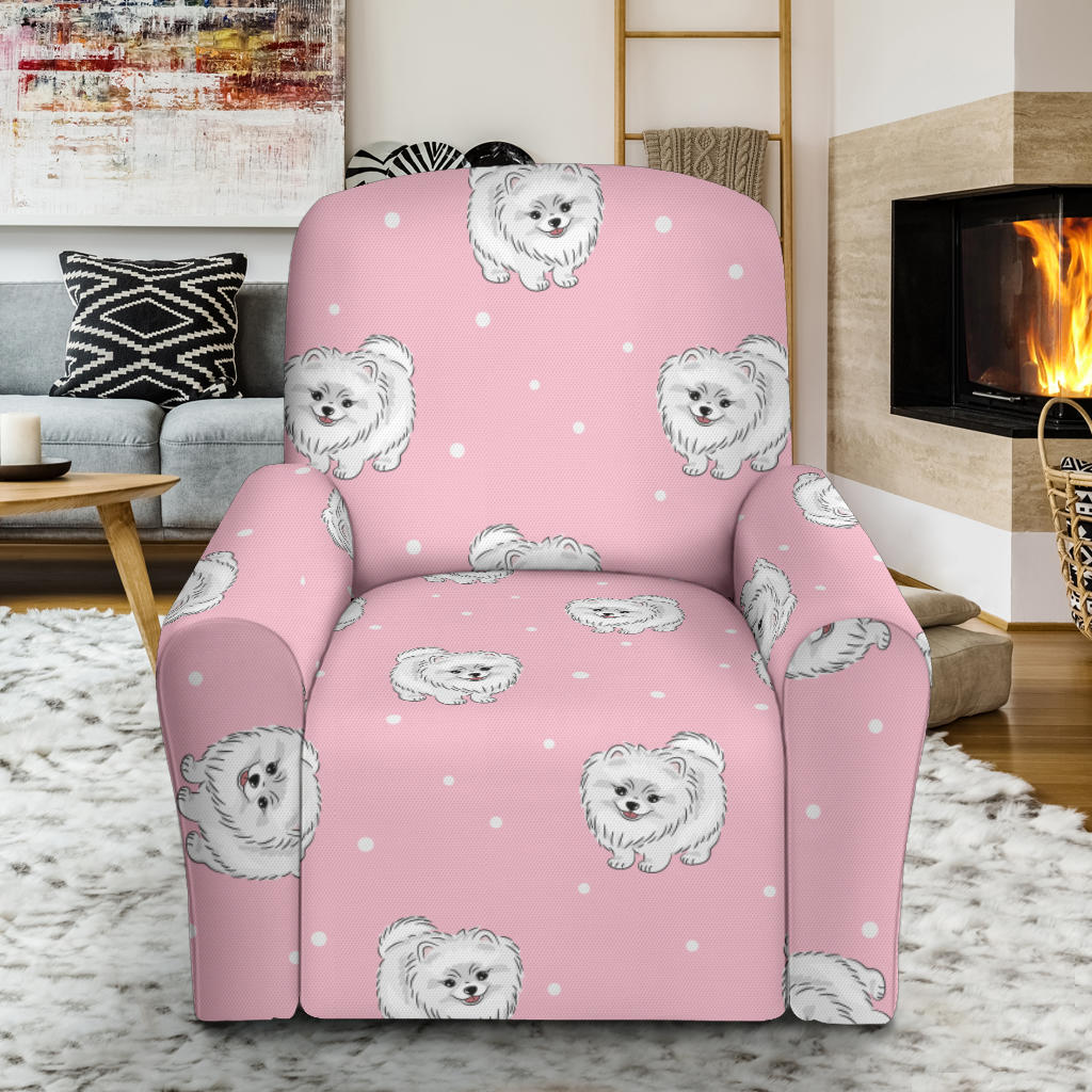 Pomeranians Pattern Print Design A02 Recliner Slipcover with Pocket
