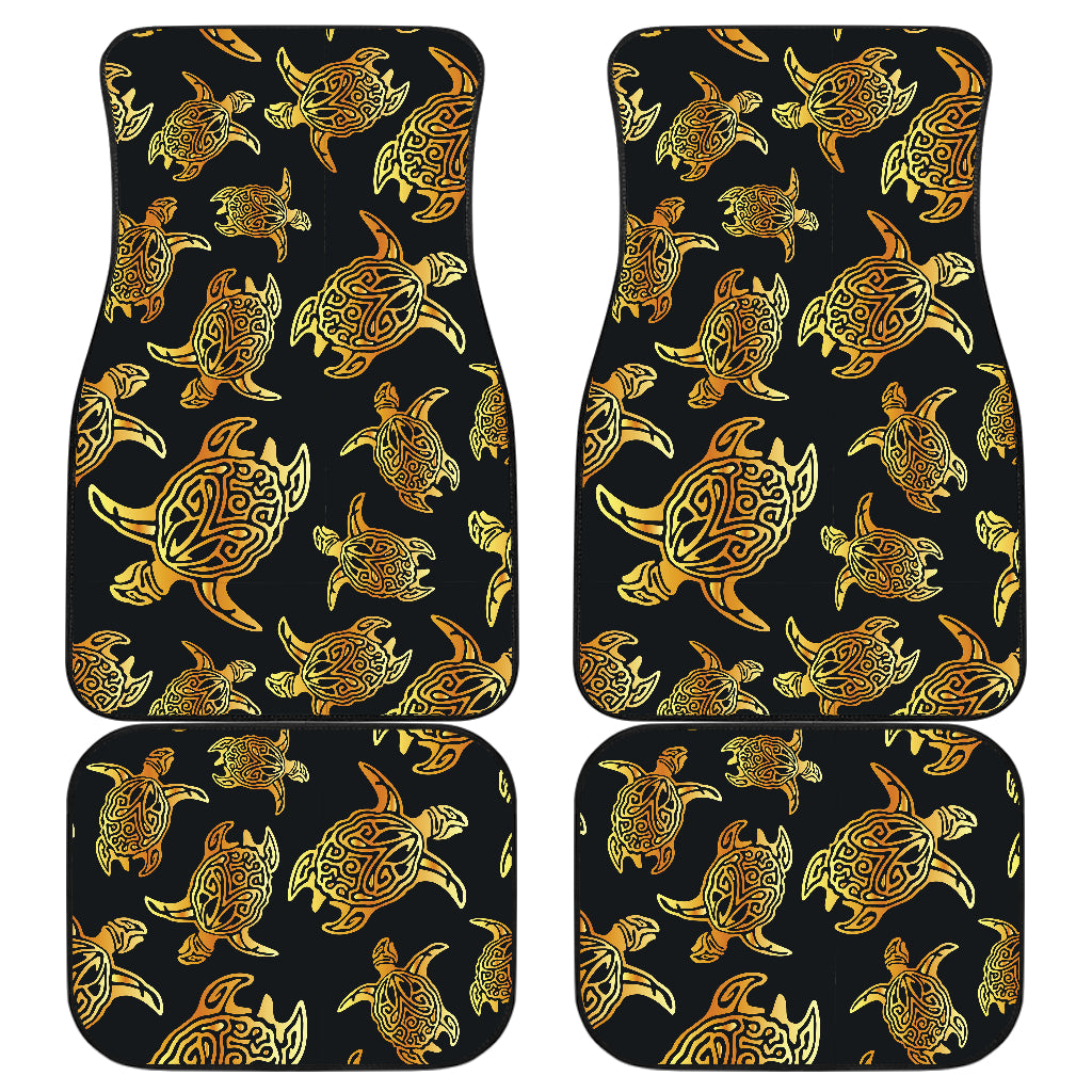 Gold Tribal Turtle Polynesian Themed Car Floor Mats Front Back