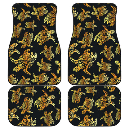 Gold Tribal Turtle Polynesian Themed Car Floor Mats Front Back