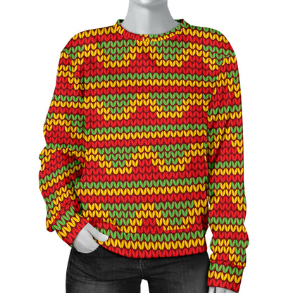 Rasta Reggae Color Print Women Long Sleeve Sweatshirt