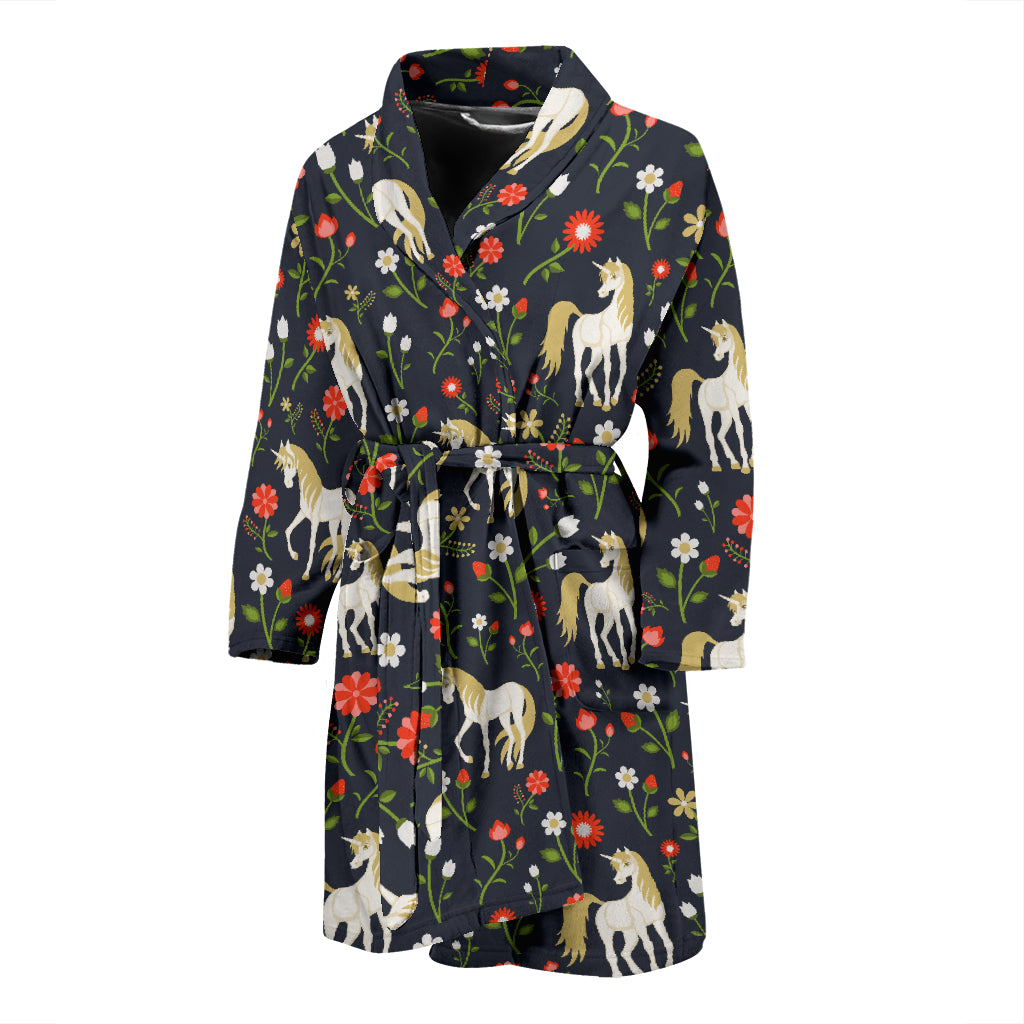 Unicorn Print Design LKS301 Men Bathrobe