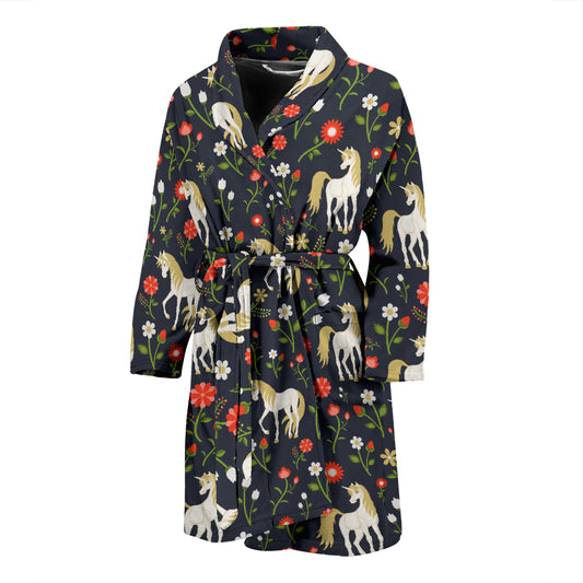 Unicorn Print Design LKS301 Men Bathrobe