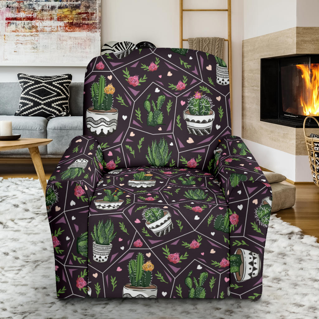 Cactus Pattern Print Design 03 Recliner Slipcover with Pocket