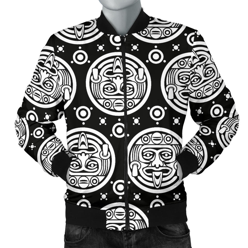 Calendar Aztec White Black Print Pattern Men Bomber Jacket