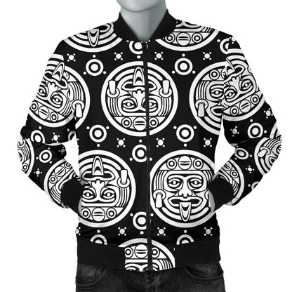 Calendar Aztec White Black Print Pattern Men Bomber Jacket