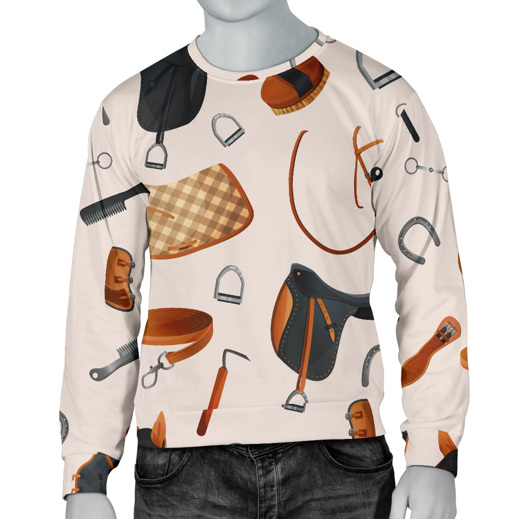 Equestrian Equipment Print Pattern Men Long Sleeve Sweatshirt