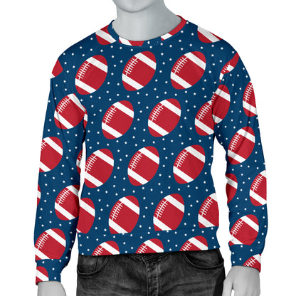 American Football Star Design Pattern Men Long Sleeve Sweatshirt