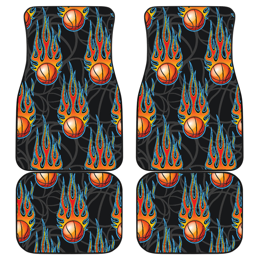 Basketball Fire Print Pattern Car Floor Mats Front Back