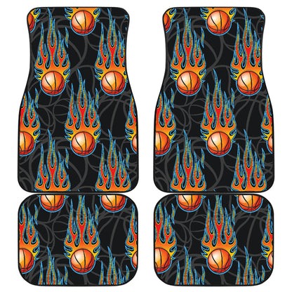 Basketball Fire Print Pattern Car Floor Mats Front Back