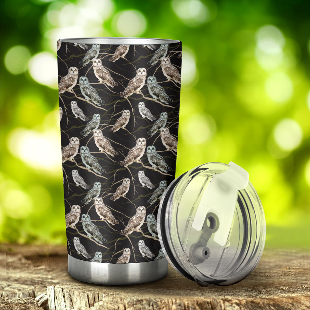 Owl Branch Themed Design Print Tumbler