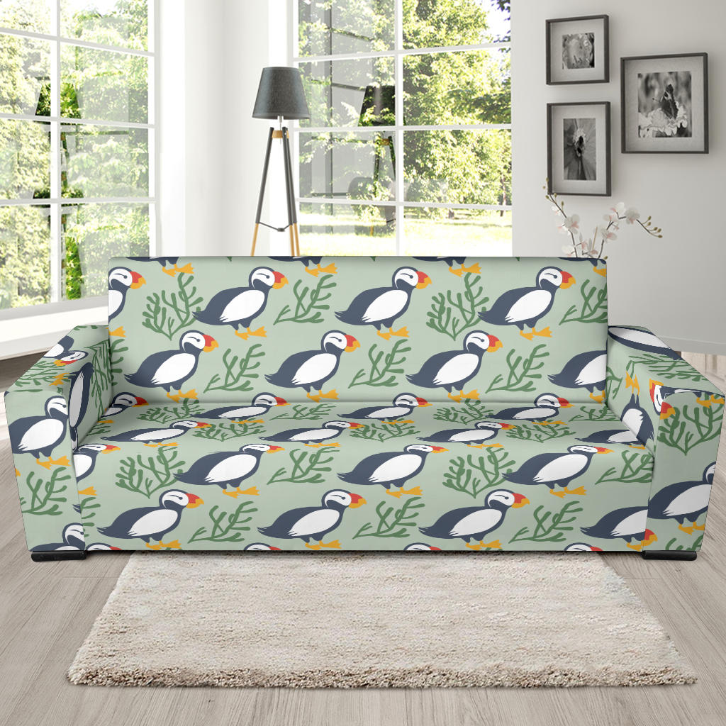 Puffin Pattern Print Design A04 Sofa Slipcover