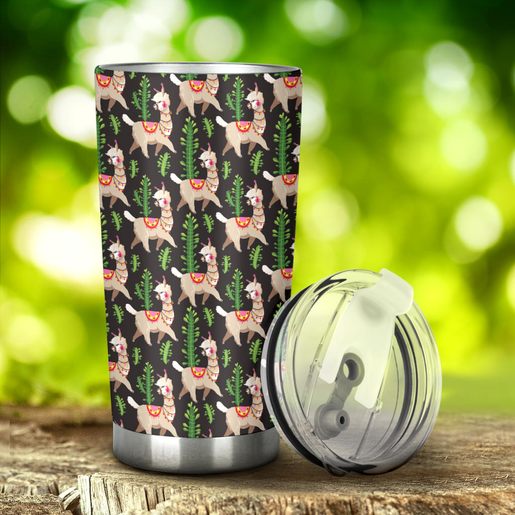 Alpaca Cactus Design Themed Print Tumbler