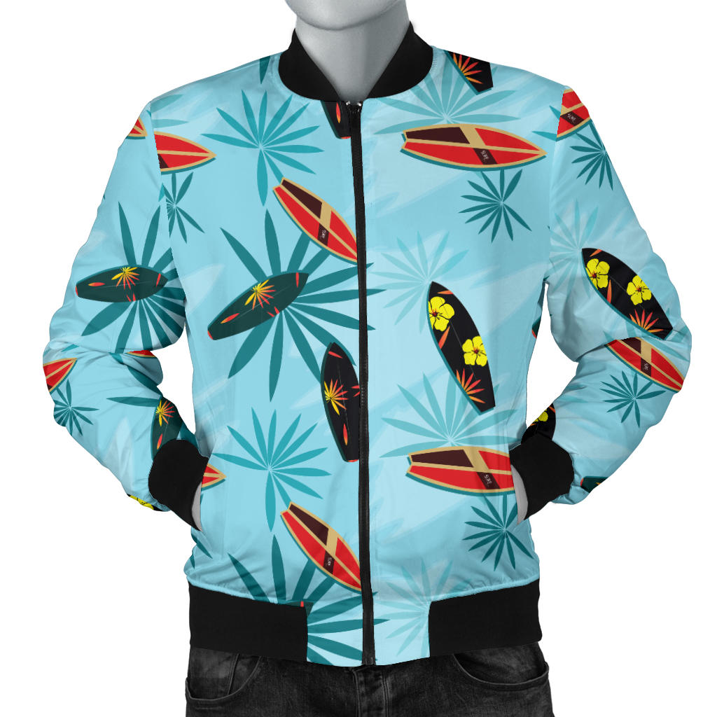 Surfboard Themed Pattern Men Bomber Jacket