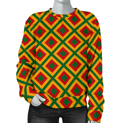 Rasta Reggae Color Cross Women Long Sleeve Sweatshirt