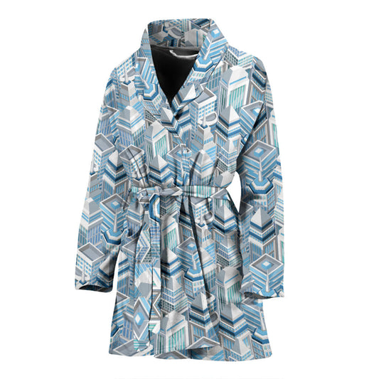 City Pattern Print Design 03 Women Bathrobe