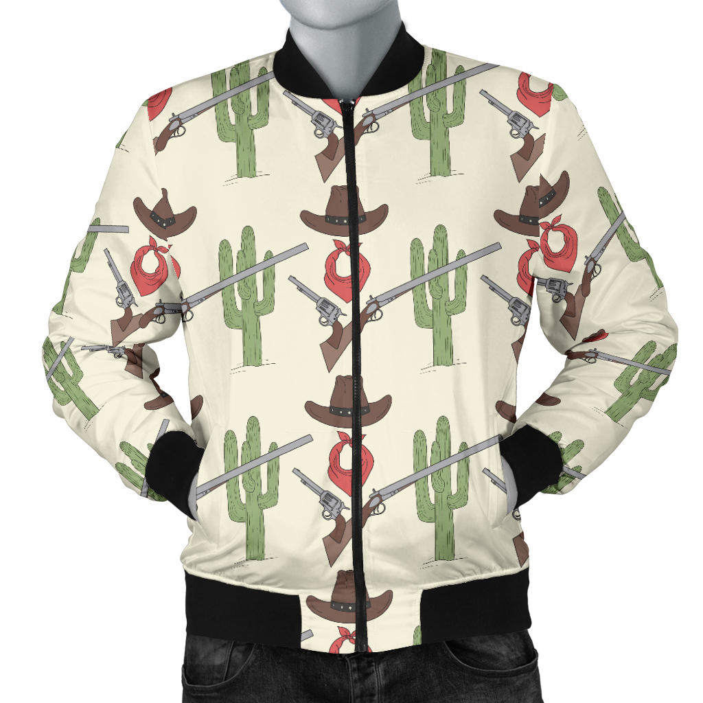 Western Cowboy Print Men Bomber Jacket