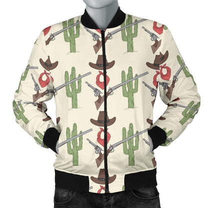 Western Cowboy Print Men Bomber Jacket