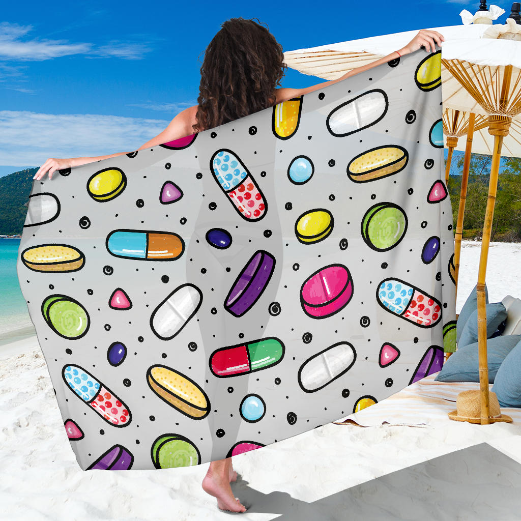 Pill Pattern Print Design A04 Sarong Pareo Wrap