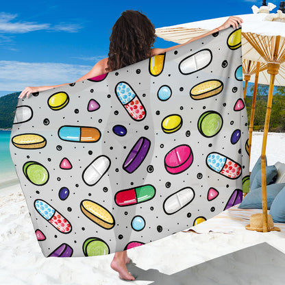 Pill Pattern Print Design A04 Sarong Pareo Wrap