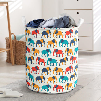 Elephant Colorful Print Pattern Laundry Basket