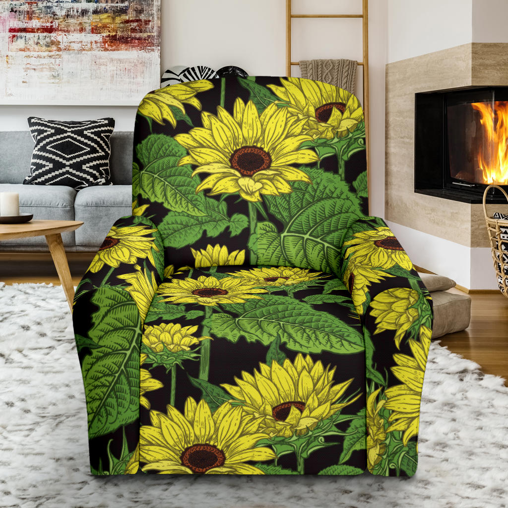 Sunflower Print Design LKS3010 Recliner Slipcover with Pocket